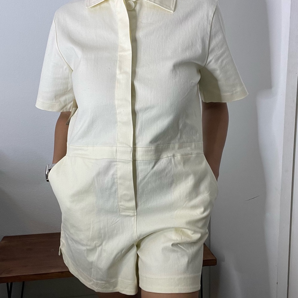 Chic Cream Button-Up Romper